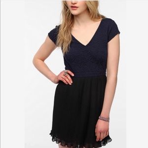 Urban Outfitters Navy and Black Pleated Dress